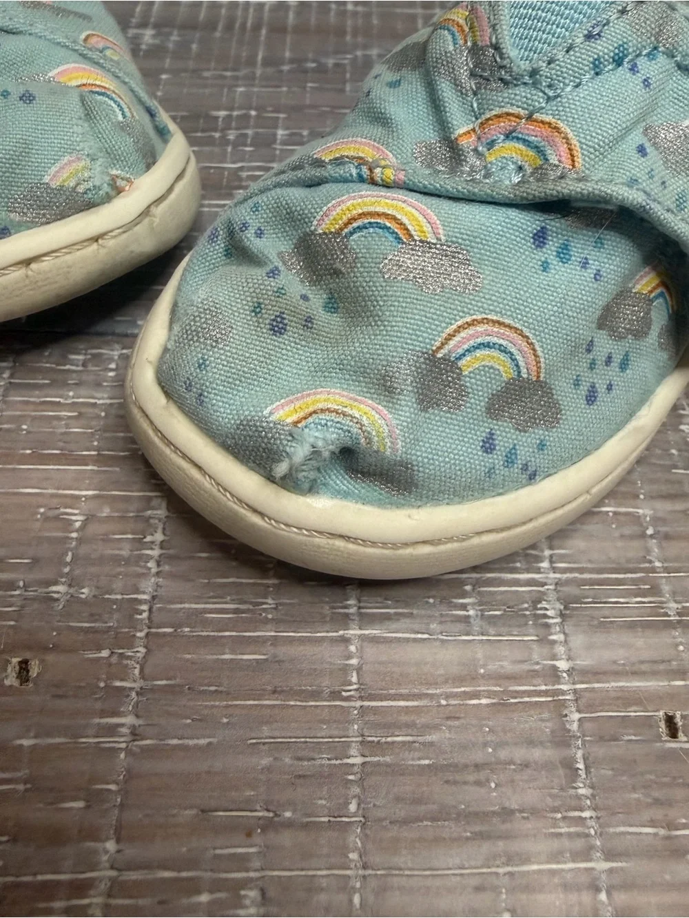 Toms Mint Green Rainbow 🌈 Slip-On Baby & Walker Shoes